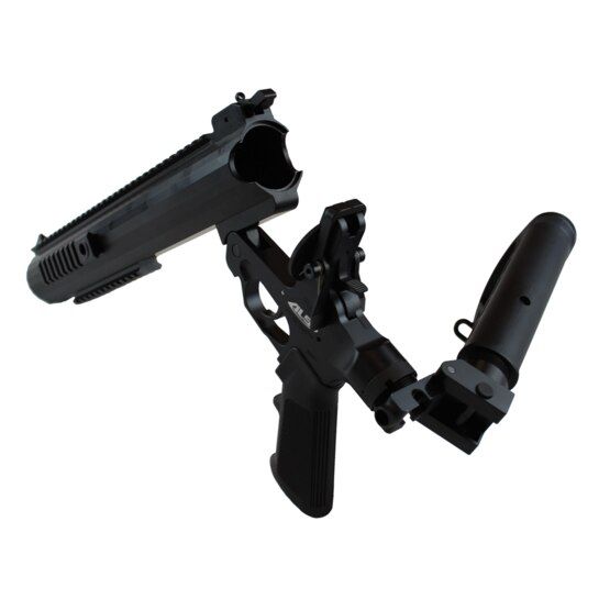 Versatile breech loading 40mm less lethal launcher with stock.